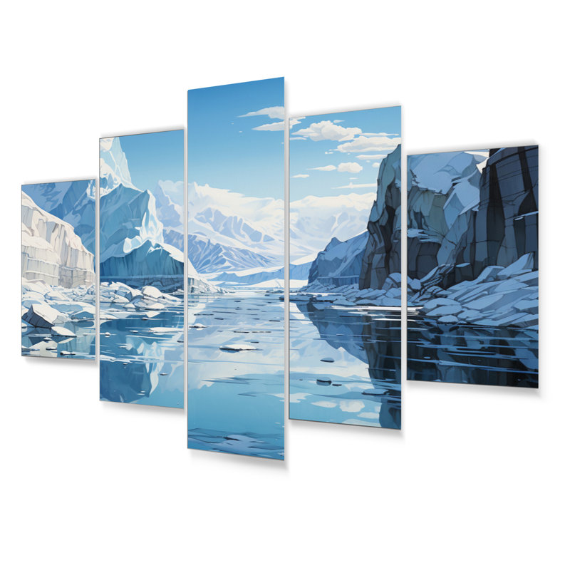 Ensemble de 5 décorations murales glacier bleu glacier Solitude I