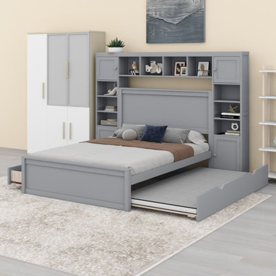 Wooden Bed With All-In-One Cabinet