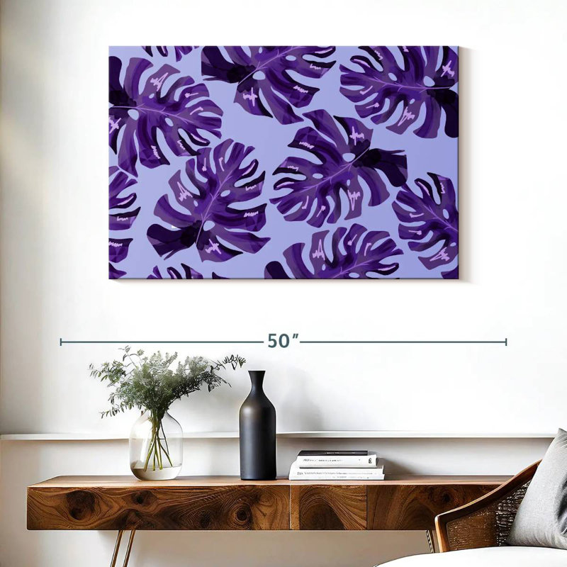 Harnek mauve à feuilles de Monstera, H 26 po x l 39 po