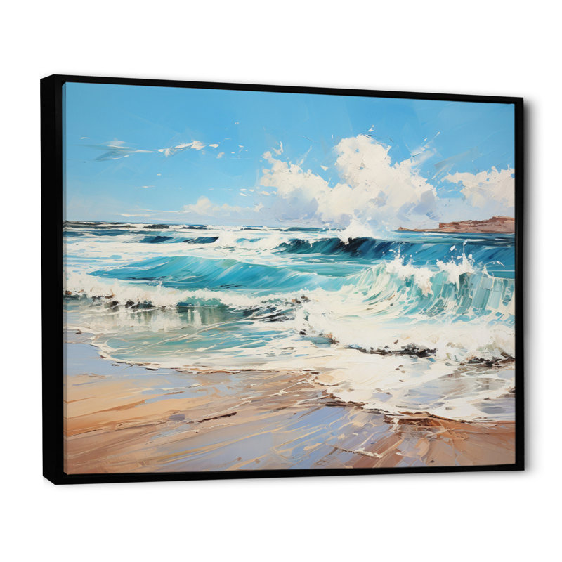 «Coastalocean Sunkissed Beach II», reproduction sur toile encadrée, H 30 po x l 40 po x P 1,5 po, Cadre flottant noir