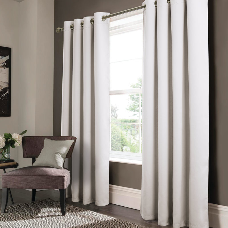 Room Darkening Grommet Single Curtain Panel, White