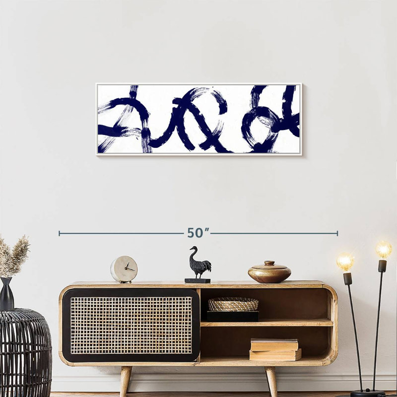 Coups d'un bleu profond, Cadre flottant blanc, 37" X 13"