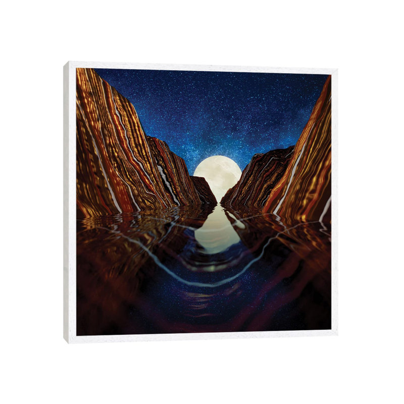 Moon Reflection - Print on Canvas, 45.72 cm H x 45.72 cm W, White Framed