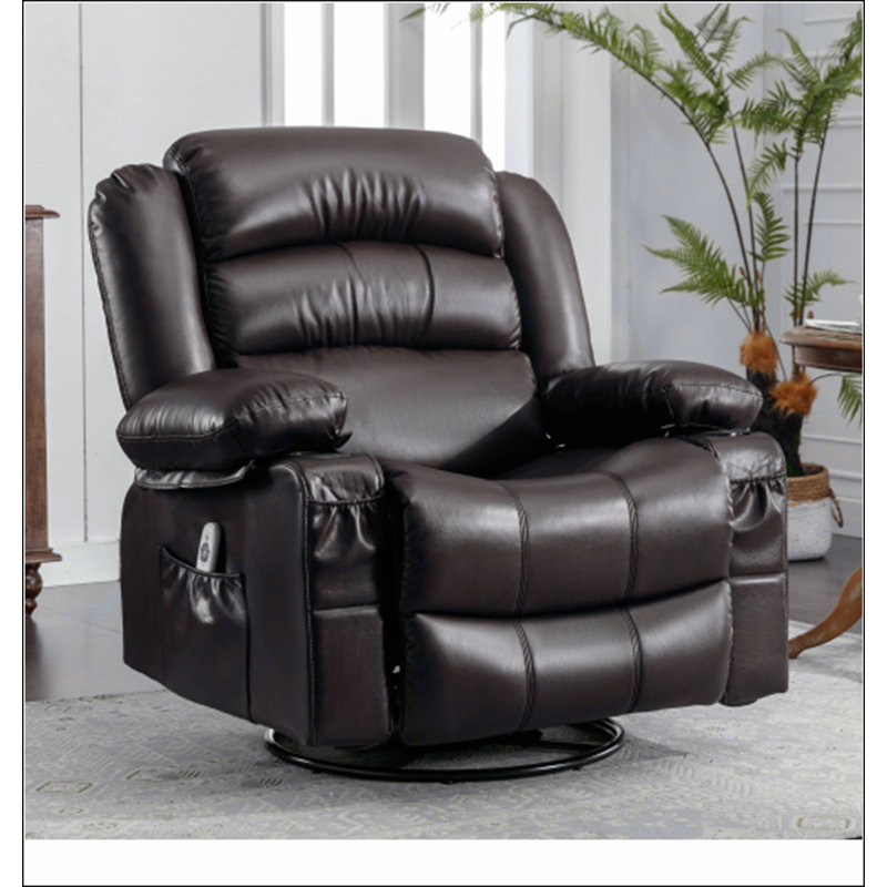 Fauteuil inclinable, inclinable et pivotant avec massage et vibration, Noir