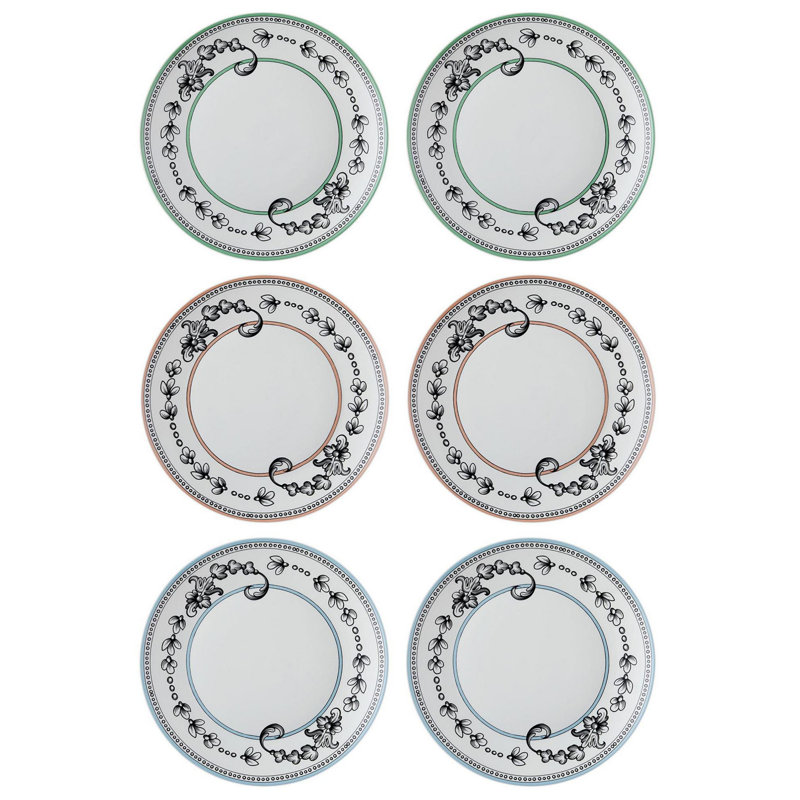 Ensemble d'assiettes de service rondes 6 pièces 100% porcelaine 6 pièces