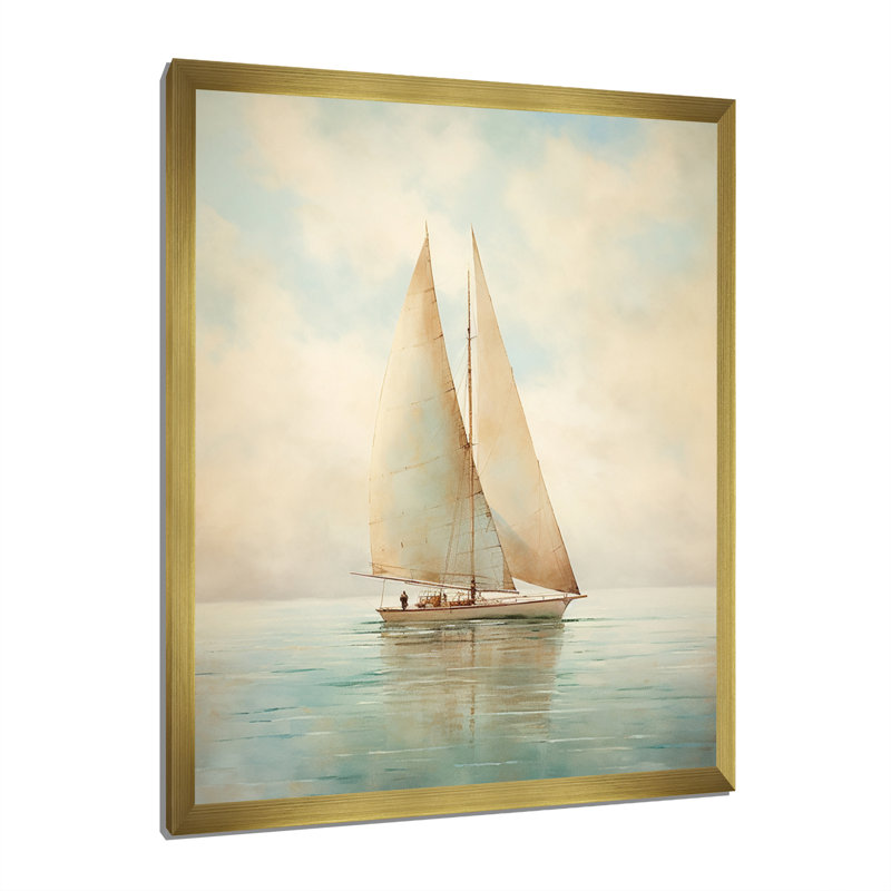 Voilier «Whispering Breezes II» - Bateau à voile, art mural, H 20 po x l 12 po, Cadre photo unique, Gold