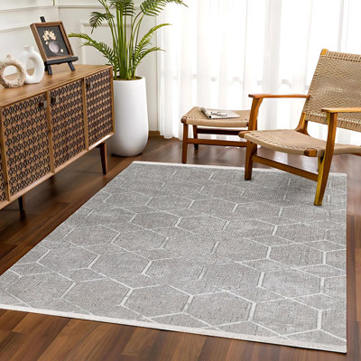 Tapis gris lavable à la machine antidérapant à imprimé numérique gris