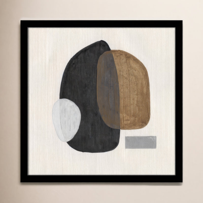 Art mural Inola Neutral Stones III, H 17 po x l 17 po, Noir
