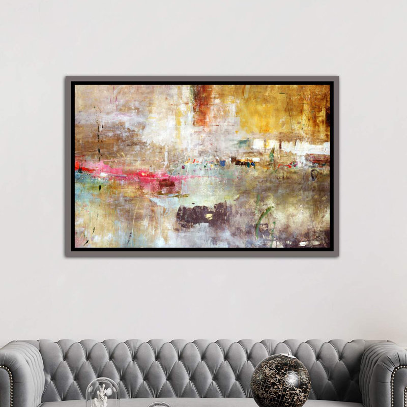 « rain clouds » par julien spencer-reproduction d’art, H 26 po x l 40 po x 1,5 po, Toile encadrée de bois rustique foncé