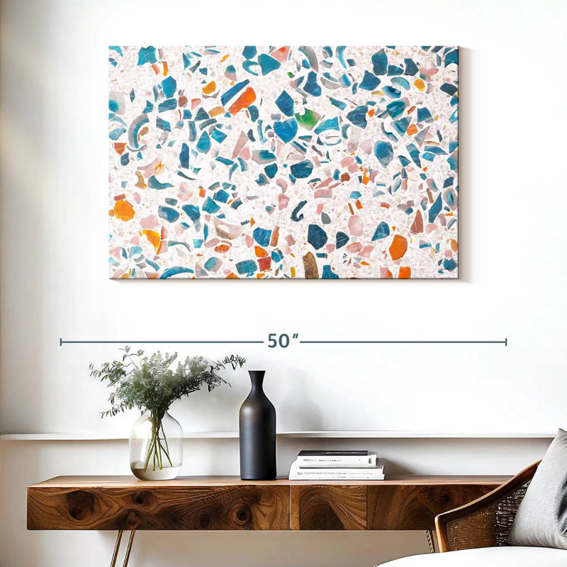 Plancher abstrait en terrazzo, H 26 po x l 39 po