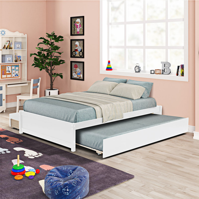 Epp Solid Wood Platform Storage Bed, White