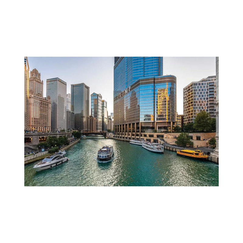 «Chicago Riverside» par Nejdet Duzen, reproduction de photo sur toile tendue, H 8 po x l 12 po x P 0,75 po
