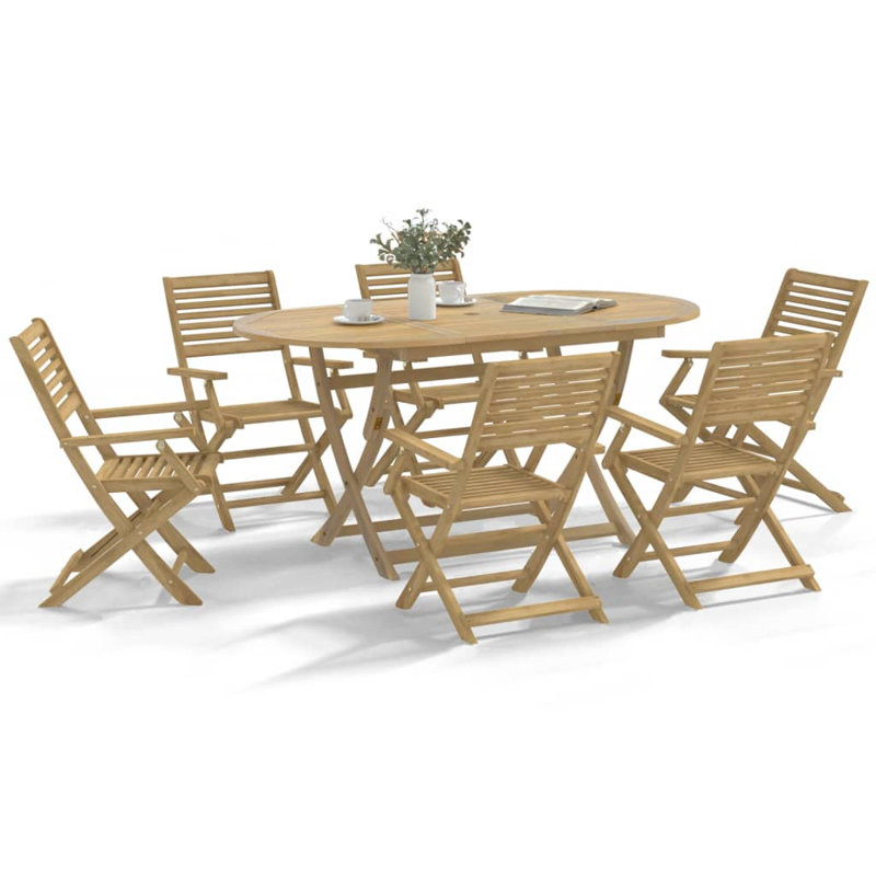 6 - Person Wood Patio Dining Set with Round Table