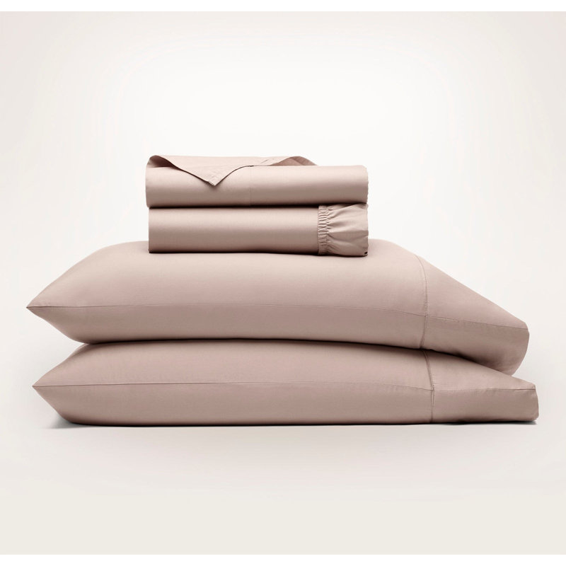 Percale Hemmed Sheet Set, Queen Sheet Set with 2 Standard Pillowcases, Shore