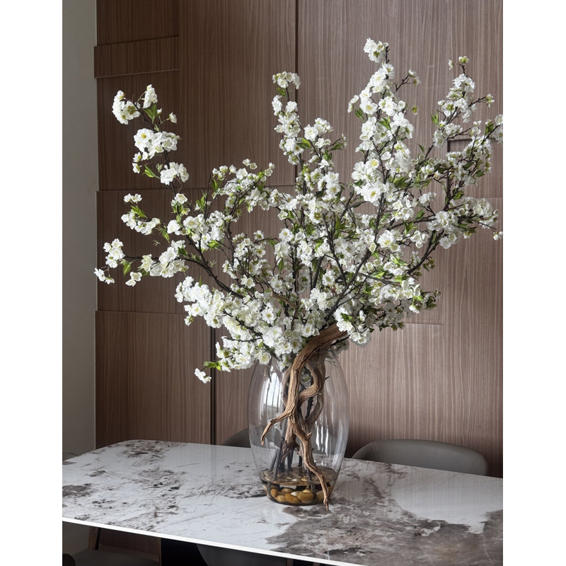 Oversized Cherry Blossom Branches in Glass Vase