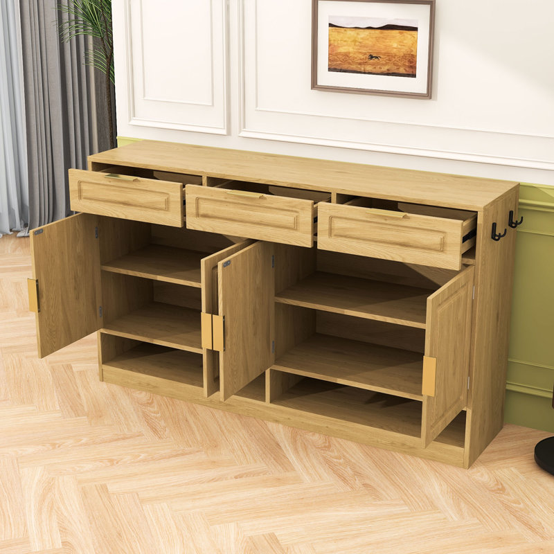 Elegant Storage Cabinet with Ample Storage Space and Adjustable Shelves, Natural