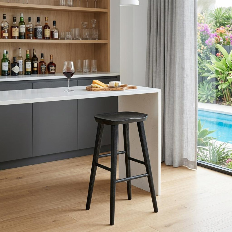 Anzie Bar & Counter Stool, Bar Stool (29.34" Seat Height), Black