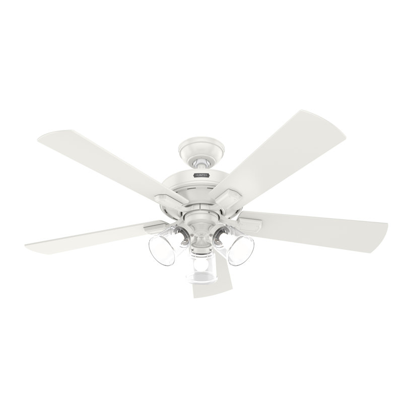 Crestfield 52" 5 - Blade Standard Ceiling Fan with Lights and Remote, Fresh White
