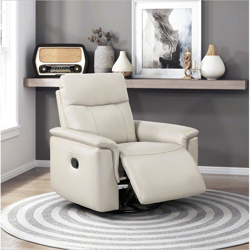 Luxury Comfort Premium Leather Recliner 1Pc Taupe Upholstery Gentle Gliding Swivel Motion Living Room Furniture, Taupe
