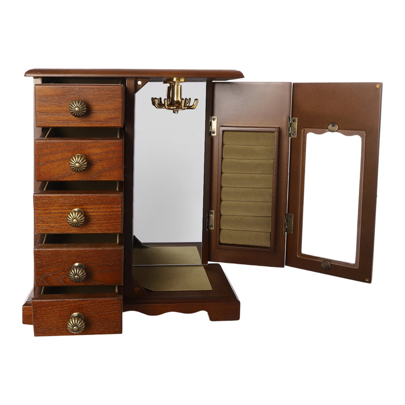 Boîte de rangement de bureau avec 5 tiroirs (brun clair), Brun foncé