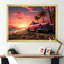 Rose Cadillac sur la plage au coucher du soleil I - voiture, art mural américain ancien-549040449-549040452
