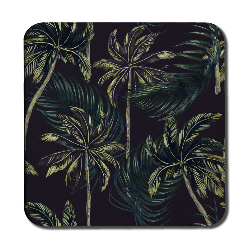 Square 6 Piece Coaster Set, Black