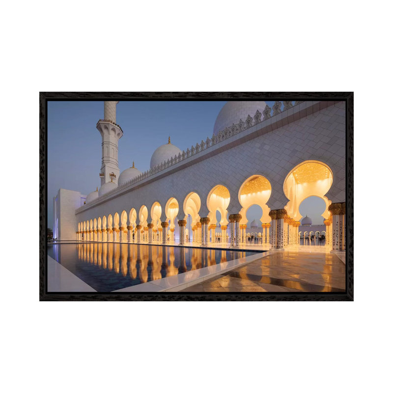 UAE, Abu Dhabi. Sheikh Zayed Bin Sultan Mosque II by Walter Bibikow - Print on Canvas, 152.5 cm H x 101.5 cm W, Black Framed