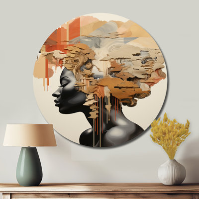 Minimalisme, portrait de femme africaine - paysages d'art rond en métal