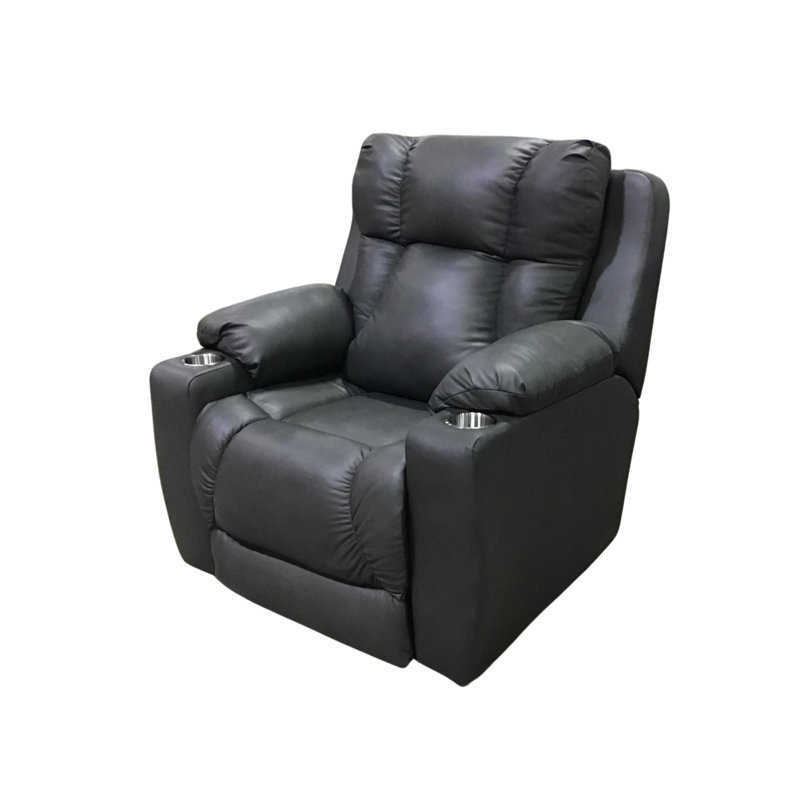 Fauteuil inclinable en cuir mural, Cuir véritable noir