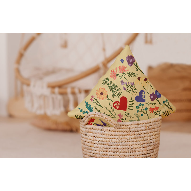Coussin décoratif Valentine Garden, 18 po x 18 po, Jaune clair