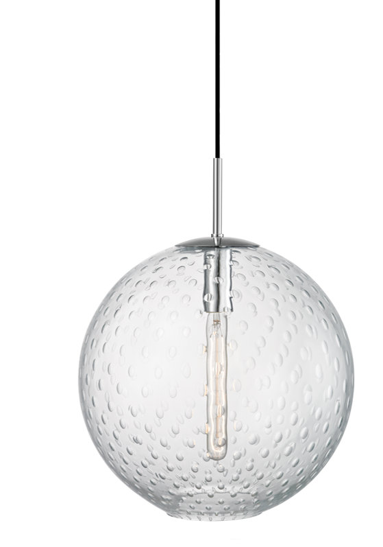 Rousseau 1 Light Pendant, Aged Brass, Clear, 19" H X 16" W X 16" D