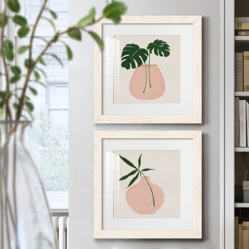 Simple Nature III - Ensemble de 2 peintures, H 17 po x l 34 po x P 1,5 po, Papier encadré blanc