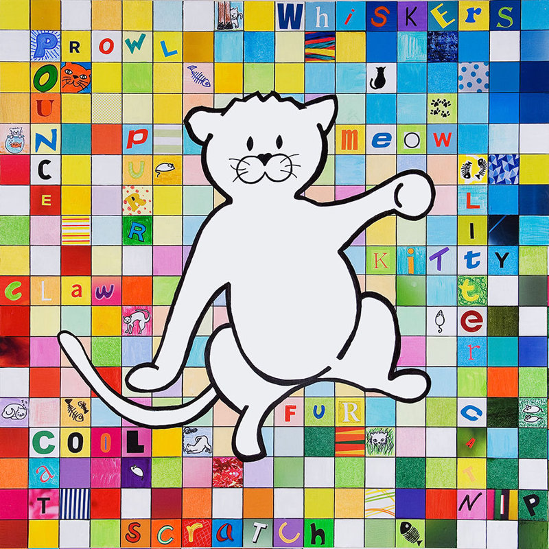 Pop Cat Painting by JP Kilkenny, Glass Coat