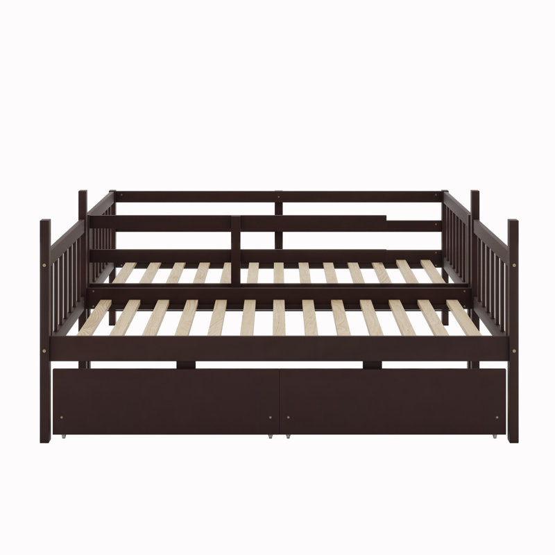 Bunk Bed With Drawers, Convertible Into Beds,  Ladder And Safety Guardrails, Espresso