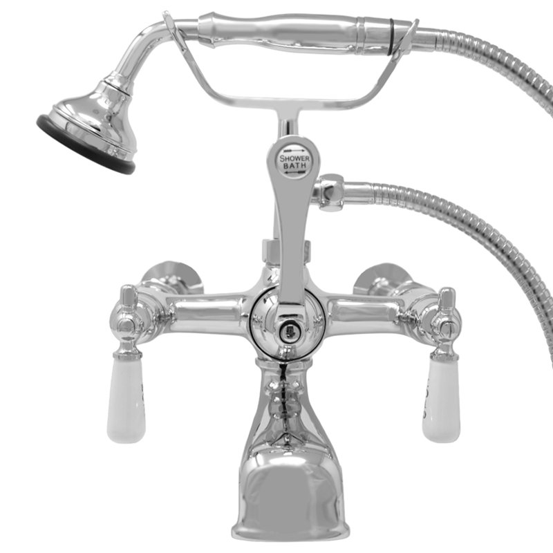 British Telephone Wall Mount Lavatory Faucet with Handheld by Strom Living, Chrome