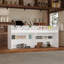 220cm White Reception Desk with Storage - P2 Melamine Front Desk Cabinet for Office & Lobby