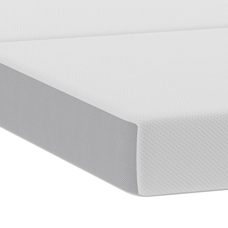 Portable Tri-Fold Cooling Memory Foam Mattress in a Box with Removable Washable Cover, Antique / Three Quarter