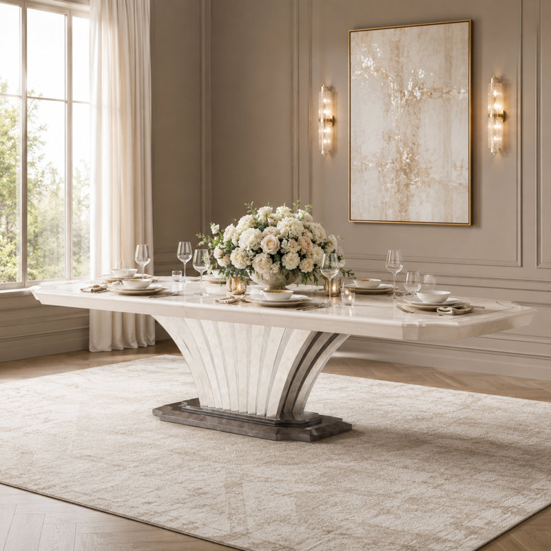 Fantosini Pedestal Dining Table - Silver Mist