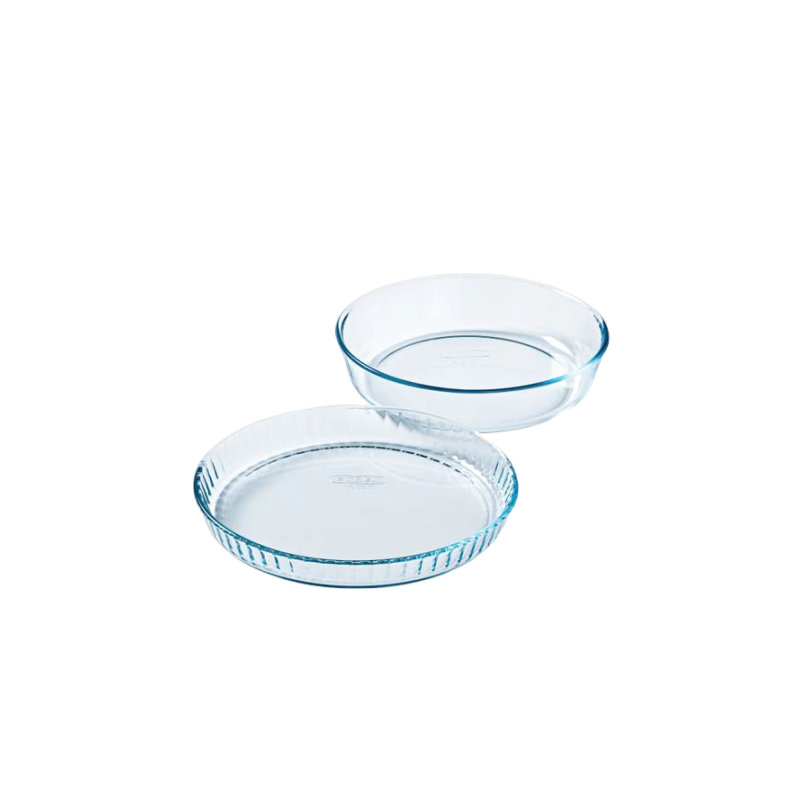 Pyrex® - Bake & Enjoy - Set of a Glass flan Dish 28 cm and a Cake Dish 26 cm