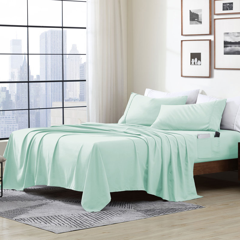 Swift Home Smart Pocket 4-Piece Sheet Set - Essential 1800 Series Microfiber - Fits Mattress up to 14" Thick - Convenient Storage, Peach Fuzz, Durable, Easy Care