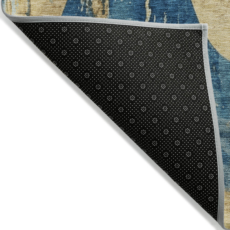 Machine Washable Indoor/Outdoor Xhevrie Teal Rug, Round 8'