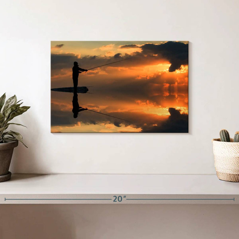 Senne Fishing Sunset Reflection, 8" H x 12" W