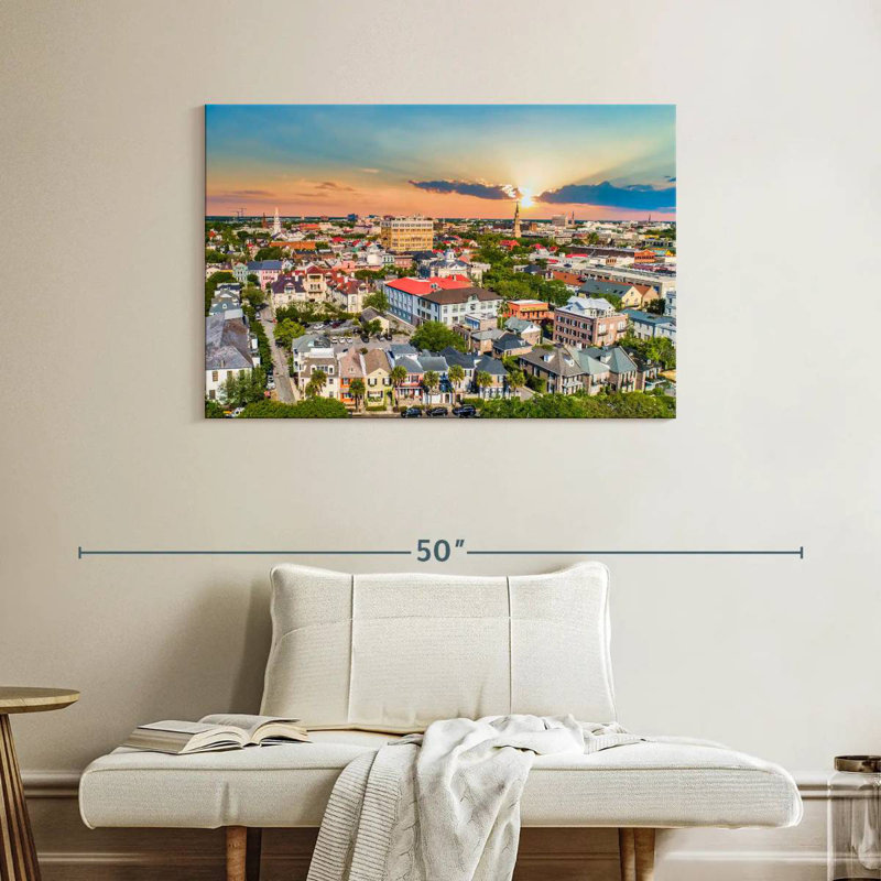 Vue aérienne du centre-ville de Nicci, Charleston, H 26 po x l 39 po
