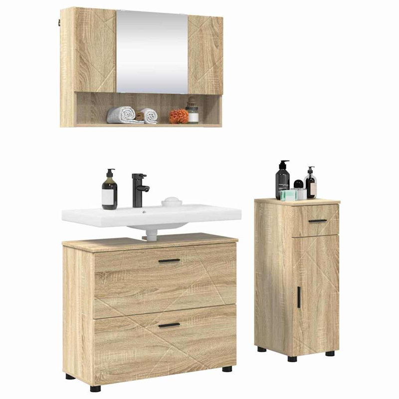 Bathroom Storage Furniture Set, Sonoma Oak