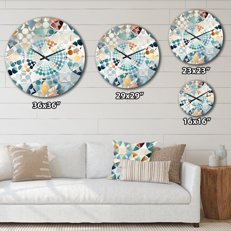 Horloge murale géométrique bleue et jaune, Petit