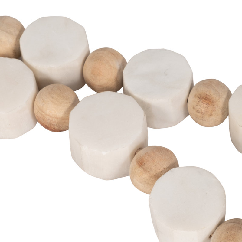 Sagebrook Home 36" Marble And Wood Beads Garland, White/Natural