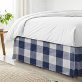 Walker Buffalo Reverse to Check Indigo/Ivory Cotton Bedskirt