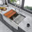 Double Bowl60/40 Farmhouse Sink Workstation - 33  Kitchen Sink Stainless Steel 16 Gauge Apron Front Kitchen Sink