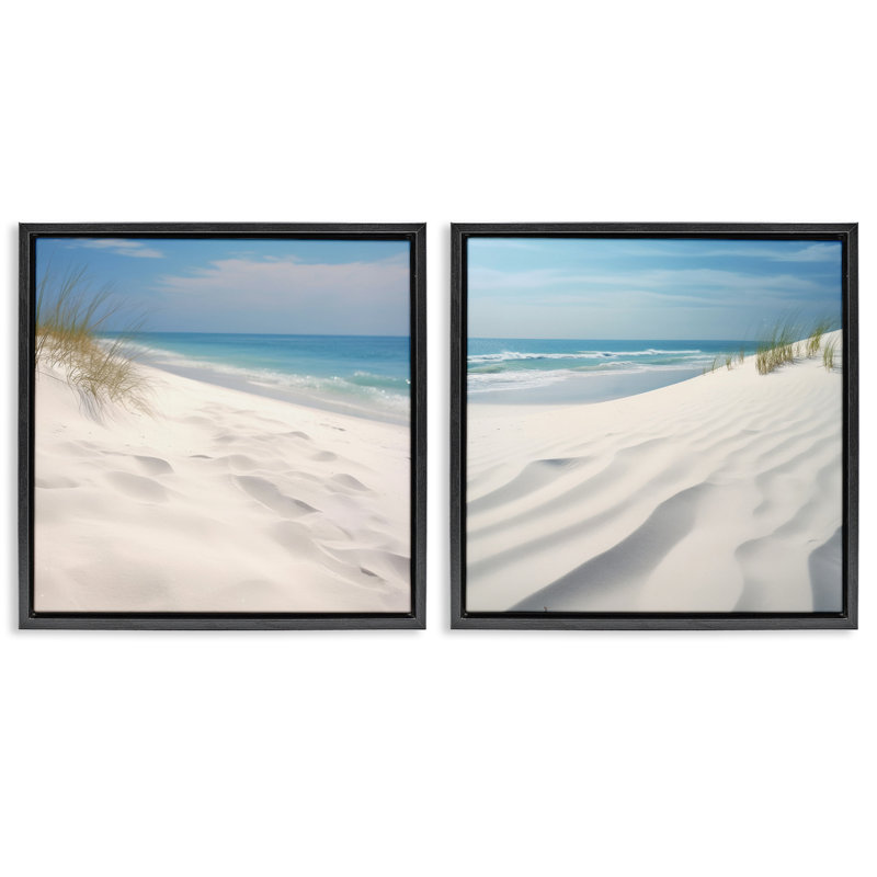 Ensemble de 2 toiles flottantes Serene Beach Sand Dune par Lazar Studio, Cadre flottant noir de jais, H 25 po x l 25 po