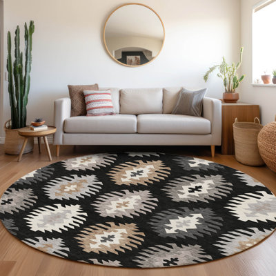 Tapis noir Prisco lavable à la machine de qualité supérieure